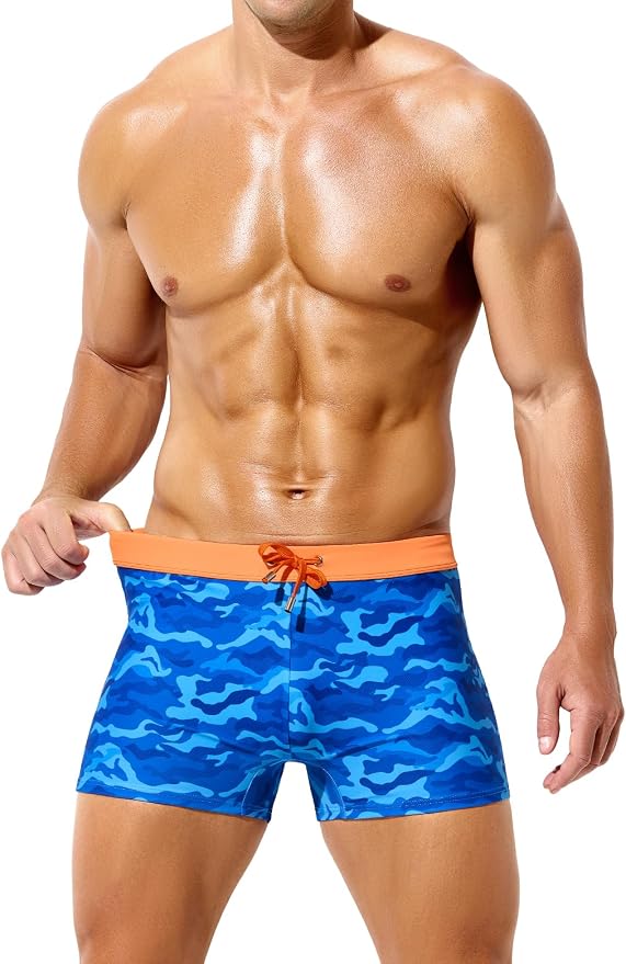 Mens Swim Briefs Square Leg Board Swimwear Short Beach Trunks Quick-Dry