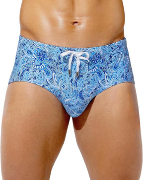 Mens Swim Briefs Bikini Bathing Suit Printed Quick Dry Swimsuit