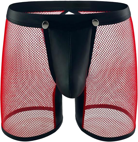 Mesh Boxer Briefs Sexy Underwear for Men Lingerie with Detachable 3D Pouch