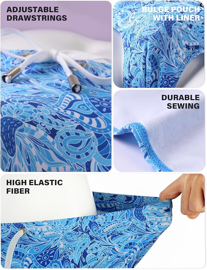 Mens Swim Briefs Bikini Bathing Suit Printed Quick Dry Swimsuit