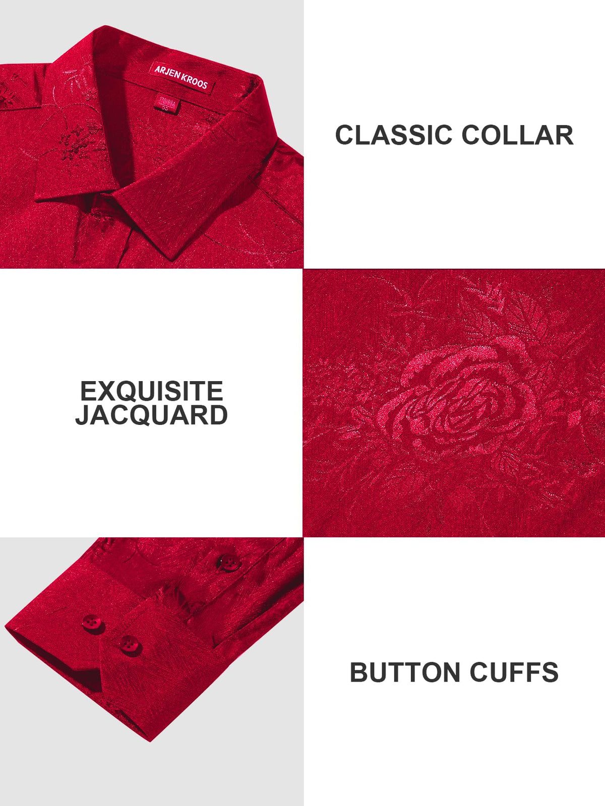 Men’s Silk Like Satin Formal Shirts Jacquard Shiny Luxury Shirts
