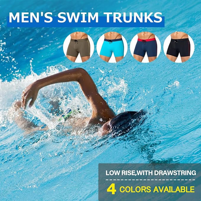 Men's Bikini Swimwear Slim Fit Square Leg Swim Trunks Swimsuit Quick-Dry
