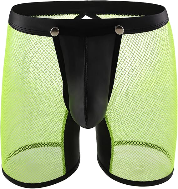 Mesh Boxer Briefs Sexy Underwear for Men Lingerie with Detachable 3D Pouch