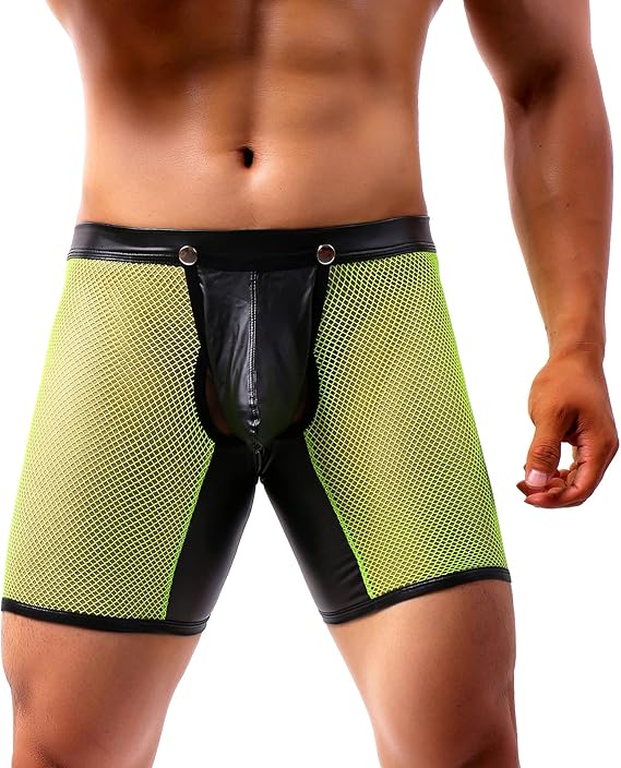 Mesh Boxer Briefs Sexy Underwear for Men Lingerie with Detachable 3D Pouch