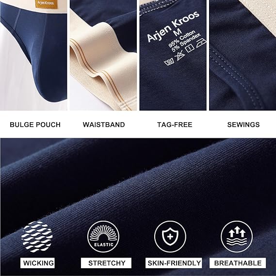 Arjen Kroos - Arjen Kroos Men's Cotton Underwear Moisture Wicking Briefs Anti - chafing Underpants - Arjen Kroos - Blue - AK303350S
#color_blue
