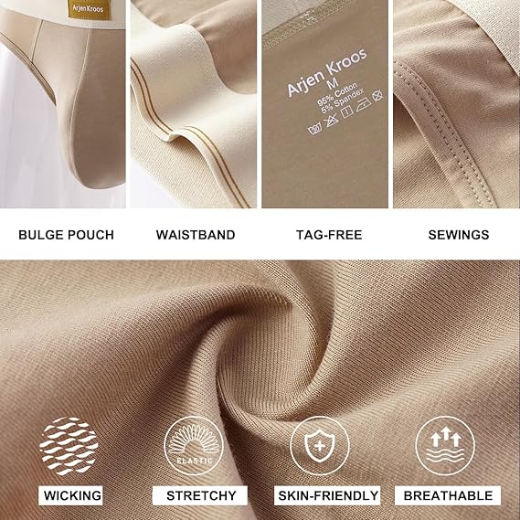 Arjen Kroos - Arjen Kroos Men's Cotton Underwear Moisture Wicking Briefs Anti - chafing Underpants - Arjen Kroos - Gold - AK303338S
#color_black