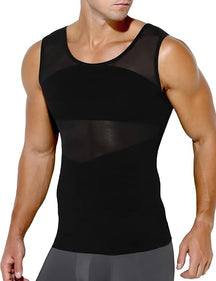 Arjen Kroos - Men's Body Shaper Compression Mesh Tank Top Undershirts Shapewear - Arjen Kroos - Black - ML400501S
#color_black