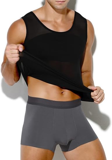 Arjen Kroos - Men's Body Shaper Compression Mesh Tank Top Undershirts Shapewear - Arjen Kroos - Black - ML400501S
#color_black