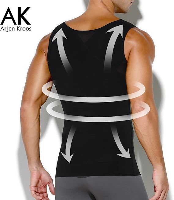 Arjen Kroos - Men's Body Shaper Compression Mesh Tank Top Undershirts Shapewear - Arjen Kroos - Black - ML400501S
#color_black