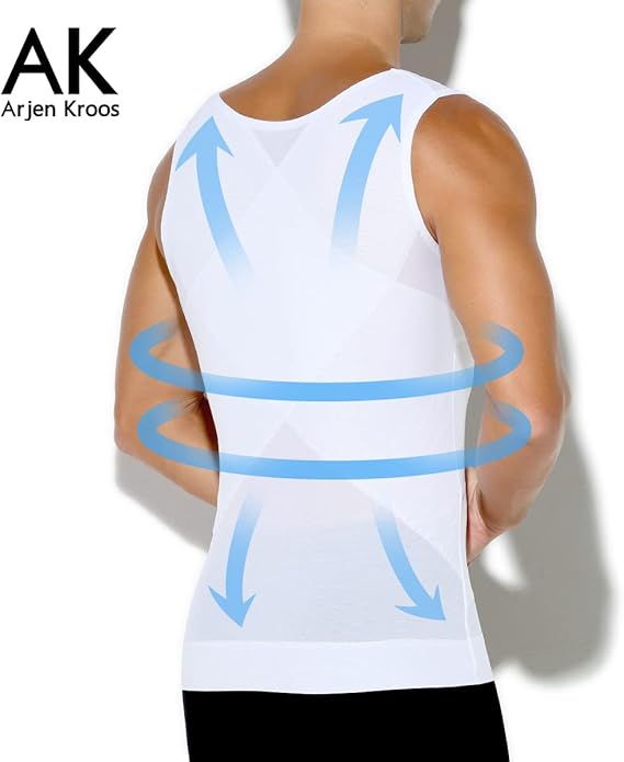Arjen Kroos - Men's Body Shaper Compression Mesh Tank Top Undershirts Shapewear - Arjen Kroos - White - ML400502S
#color_white