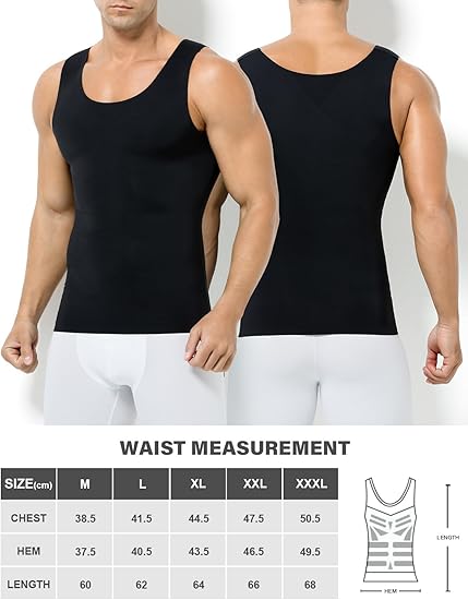 Kompressionsshirt für Herren – schlankmachendes, figurformendes Tanktop, Unterhemd für Männer