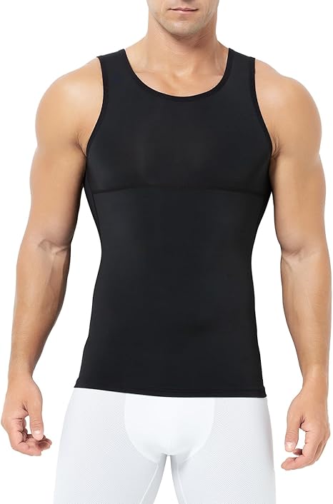 Arjen Kroos - Men's Compression Undershirts Ice Silky Vest Body Shaper Slimming Tank Top - Arjen Kroos - Black - AK334201M
#color_black