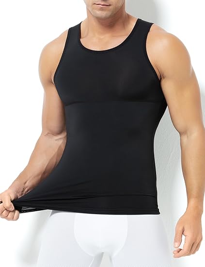 Arjen Kroos - Men's Compression Undershirts Ice Silky Vest Body Shaper Slimming Tank Top - Arjen Kroos - Black - AK334201M
#color_black