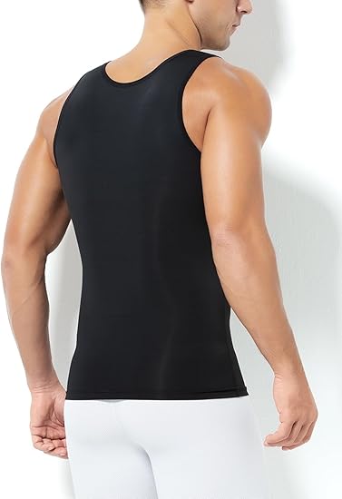 Arjen Kroos - Men's Compression Undershirts Ice Silky Vest Body Shaper Slimming Tank Top - Arjen Kroos - Black - AK334201M
#color_black