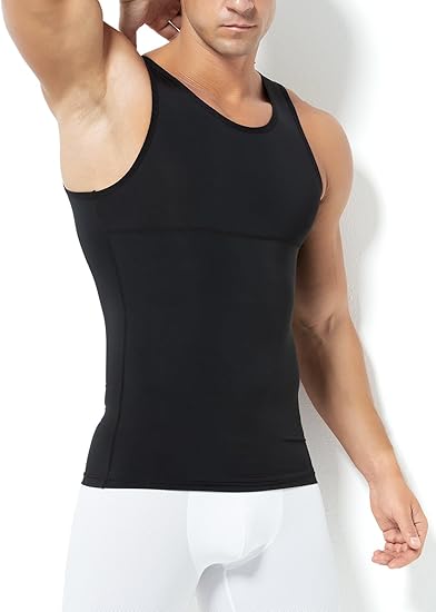 Arjen Kroos - Men's Compression Undershirts Ice Silky Vest Body Shaper Slimming Tank Top - Arjen Kroos - Black - AK334201M
#color_black