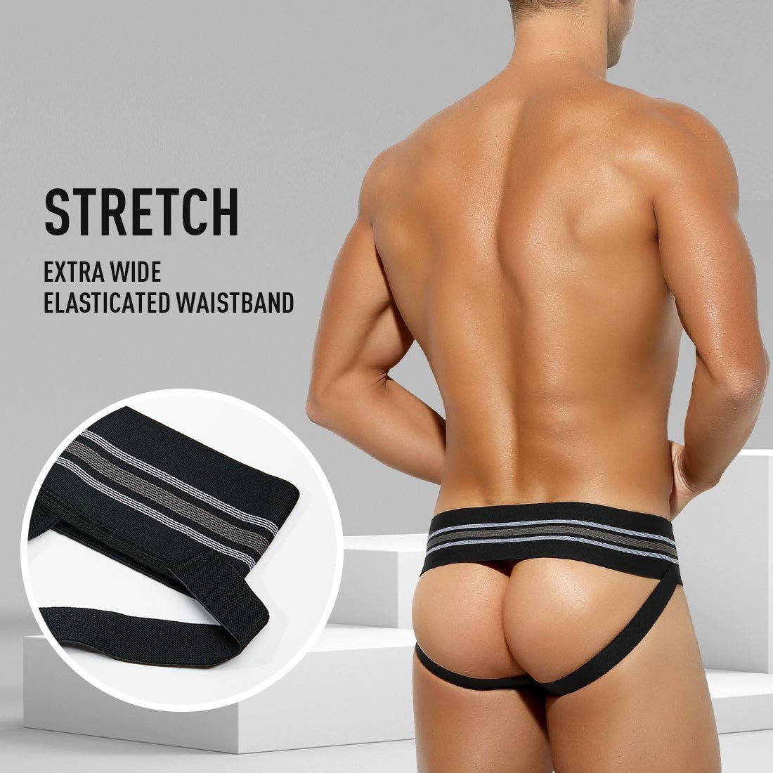 Arjen Kroos - Men's Jockstrap Sexy Underwear - Arjen Kroos - Black - AK214901S