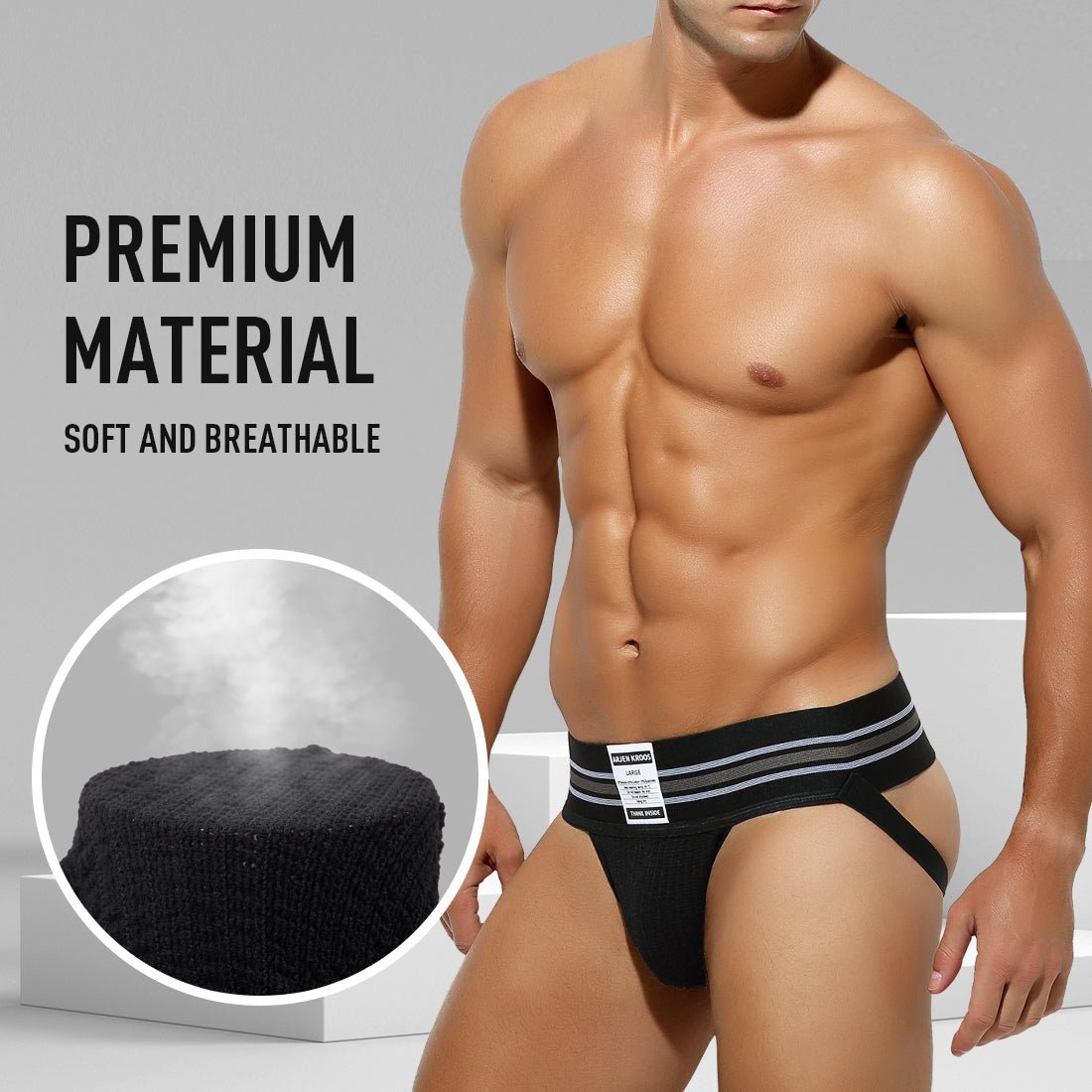 Arjen Kroos - Men's Jockstrap Sexy Underwear - Arjen Kroos - Black - AK214901S