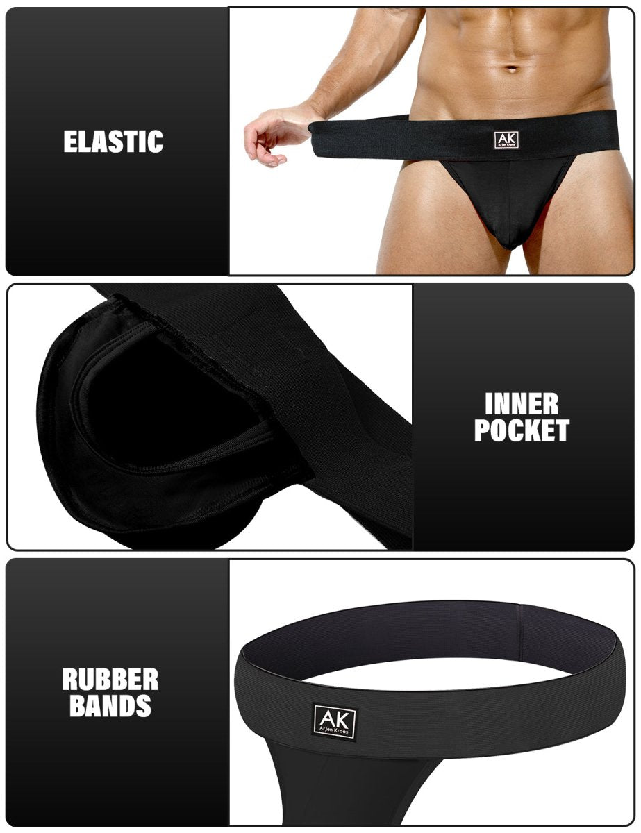 Arjen Kroos - Mens JockStrap Underwear - Arjen Kroos - Black - AK303501S