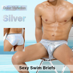 Arjen Kroos - Men's Metallic Shiny Swim Briefs - Arjen Kroos - Sky blue - AK400704M