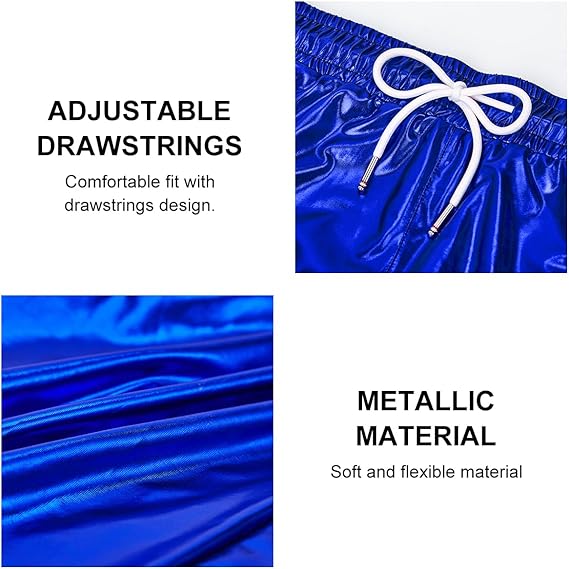 Arjen Kroos - Men's Metallic Shorts Sexy Rave Hot Short with Side Pockets and Drawstrings - Arjen Kroos - Blue - AK311217XS
#color_blue