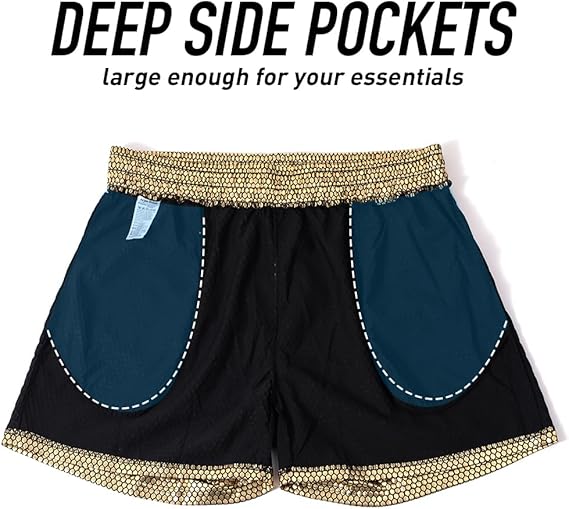 Arjen Kroos - Men's Metallic Shorts Sexy Rave Hot Short with Side Pockets and Drawstrings - Arjen Kroos - Golden - AK311253XS
#color_golden