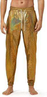 Arjen Kroos - Mens Night Club Disco Pants with Pockets Breathable Sequin Pants 70s/80s Party Shiny Breathable Jogger - Arjen Kroos - Gold - AK321264S
#color_gold