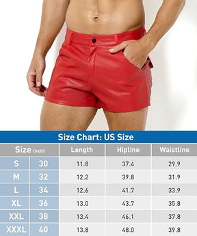 Men's PU Leather Shorts Male Sexy Rave Hot Short Pants with Pockets