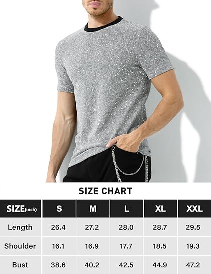 Arjen Kroos - Men's Sequin Disco Shirts Short Sleeve Sparkly Rave Hot Tops - Arjen Kroos - Silver - AK331232S
#color_silver