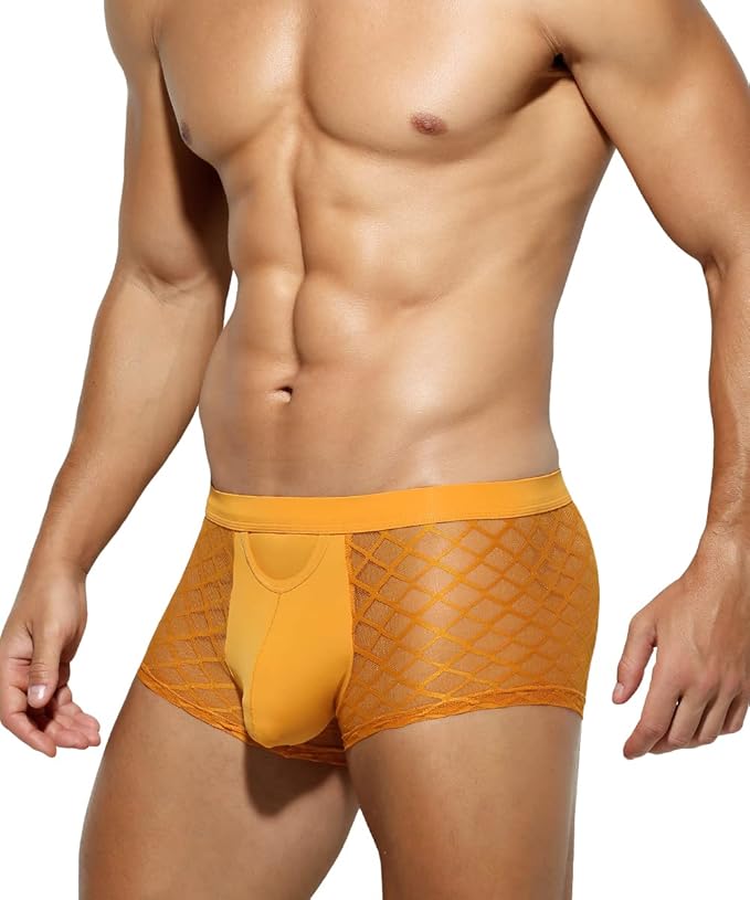 Arjen Kroos - Men's Sexy Breathable Mesh Boxer Briefs - Arjen Kroos - Orange - CK211606S