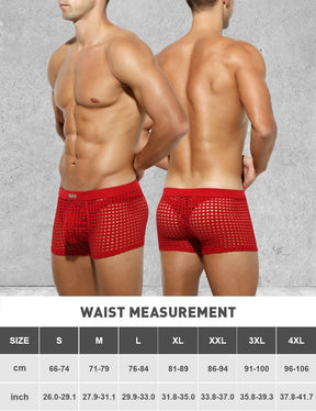 Arjen Kroos - Men's Sexy Breathable Mesh Boxer Briefs - Arjen Kroos - Red - AK206005S