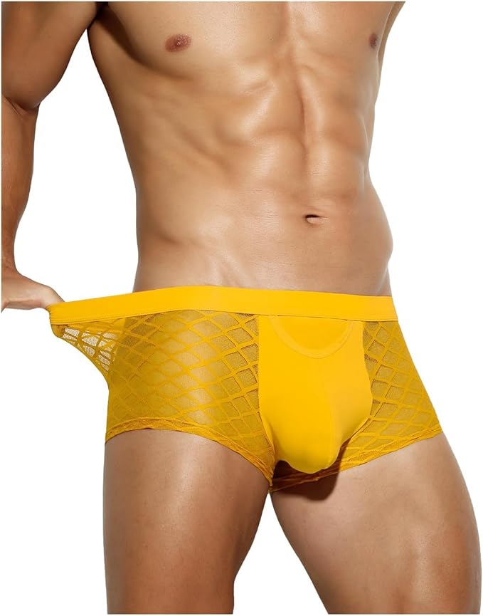 Arjen Kroos - Men's Sexy Breathable Mesh Boxer Briefs - Arjen Kroos - Yellow - CK211609S