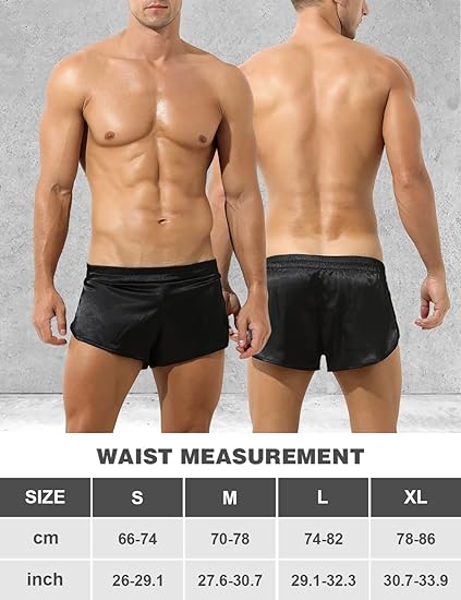 Arjen Kroos - Men's Sexy Low Rise Shorts Lightweight Loungewear with Large Split Sides - Arjen Kroos - Black - AK219501S
#color_black