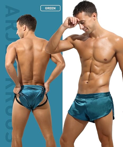 Arjen Kroos - Men's Sexy Low Rise Shorts Lightweight Loungewear with Large Split Sides - Arjen Kroos - Blue - AK219507S
#color_blue