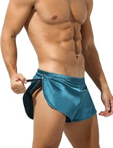 Arjen Kroos - Men's Sexy Low Rise Shorts Lightweight Loungewear with Large Split Sides - Arjen Kroos - Blue - AK219507S
#color_blue