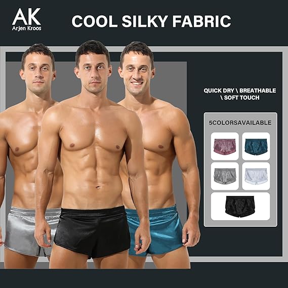 Arjen Kroos - Men's Sexy Low Rise Shorts Lightweight Loungewear with Large Split Sides - Arjen Kroos - Blue - AK219507S
#color_blue