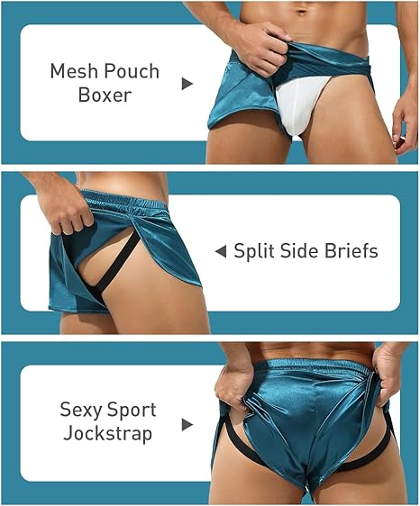 Arjen Kroos - Men's Sexy Low Rise Shorts Lightweight Loungewear with Large Split Sides - Arjen Kroos - Blue - AK219507S
#color_blue