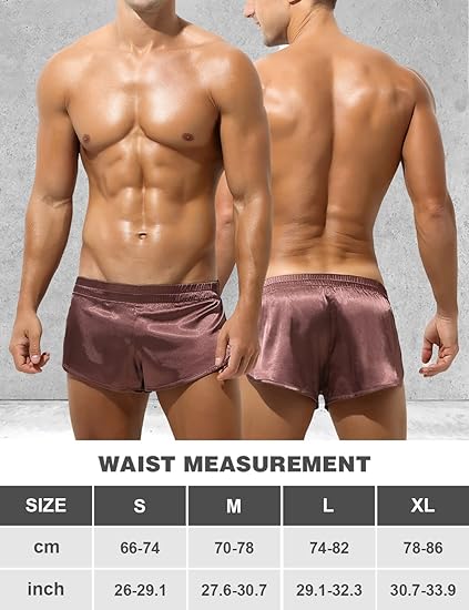 Arjen Kroos - Men's Sexy Low Rise Shorts Lightweight Loungewear with Large Split Sides - Arjen Kroos - Brown - AK219511S
#color_brown