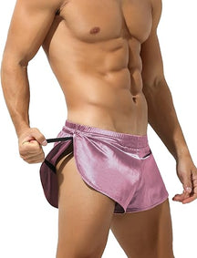 Arjen Kroos - Men's Sexy Low Rise Shorts Lightweight Loungewear with Large Split Sides - Arjen Kroos - Pink - AK219510S
#color_pink