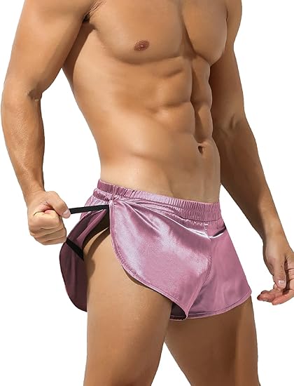 Arjen Kroos - Men's Sexy Low Rise Shorts Lightweight Loungewear with Large Split Sides - Arjen Kroos - Pink - AK219510S
#color_pink