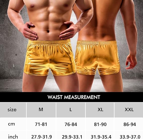 Arjen Kroos - Men's Sexy Metallic Shiny Shorts Sparkly Rave Hot Short Pants - Arjen Kroos - Gold - AK212631M
#color_gold
