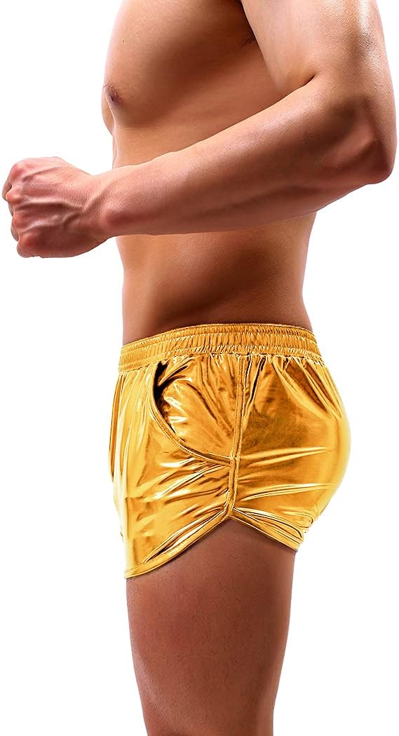 Arjen Kroos - Men's Sexy Metallic Shiny Shorts Sparkly Rave Hot Short Pants - Arjen Kroos - Gold - AK212631M
#color_gold