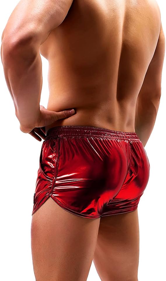 Arjen Kroos - Men's Sexy Metallic Shiny Shorts Sparkly Rave Hot Short Pants - Arjen Kroos - Red - AK212605M
#color_red