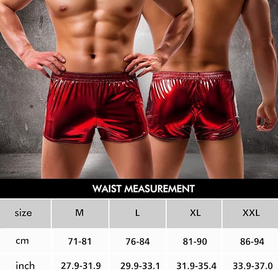 Arjen Kroos - Men's Sexy Metallic Shiny Shorts Sparkly Rave Hot Short Pants - Arjen Kroos - Red - AK212605M
#color_red