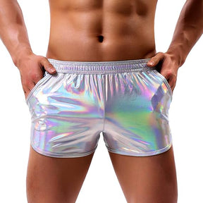 Short sexy métallisé brillant pour homme Sparkly Rave Hot Short Pants