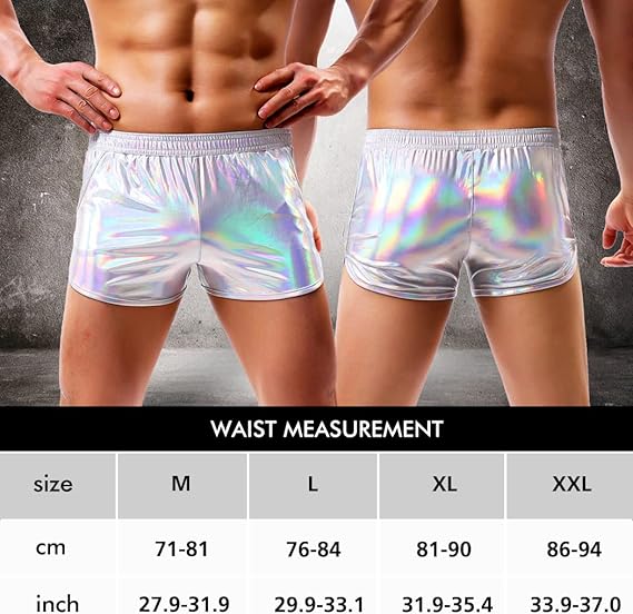 Arjen Kroos - Men's Sexy Metallic Shiny Shorts Sparkly Rave Hot Short Pants - Arjen Kroos - Silver - AK212632M
#color_silver