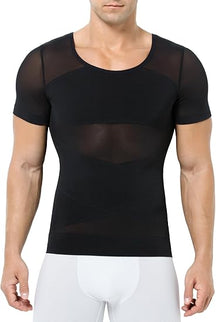 Arjen Kroos - Men's Short Sleeve Compression Undershirts Breathable Mesh Shapewear Body Shaper - Arjen Kroos - Black - AK333901S
#color_black