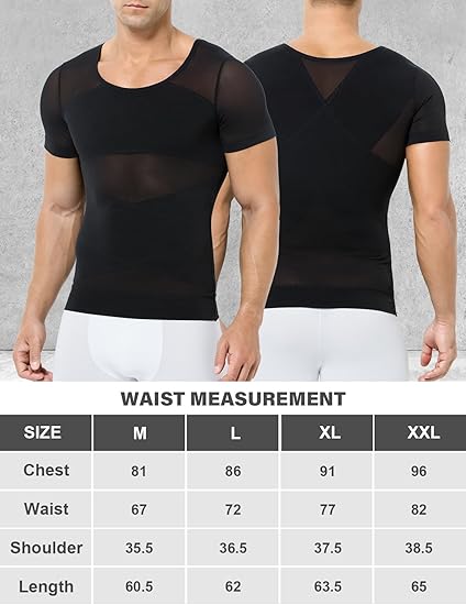 Arjen Kroos - Men's Short Sleeve Compression Undershirts Breathable Mesh Shapewear Body Shaper - Arjen Kroos - Black - AK333901S
#color_black