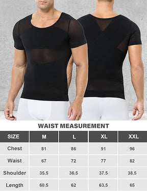 Herren Kurzarm Kompressionsunterhemden Atmungsaktives Mesh Shapewear Body Shaper