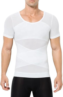 Arjen Kroos - Men's Short Sleeve Compression Undershirts Breathable Mesh Shapewear Body Shaper - Arjen Kroos - White - AK333902S
#color_white