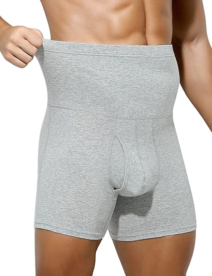 Arjen Kroos - Men's Slimming Boxers High Waisted Compression Shapewear Underwear Tummy Control Boxer Briefs with Open Fly - Arjen Kroos - Gray - AK218503S
#color_gray